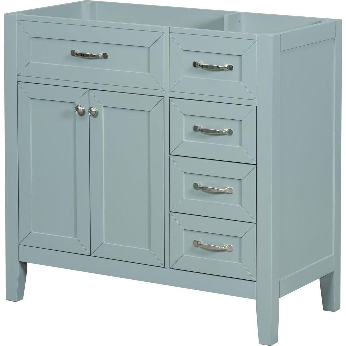 36" Bathroom Vanity without Sink, Cabinet Base Only, Bathroom Cabinet with Drawers, Solid Frame and MDF Board, Green