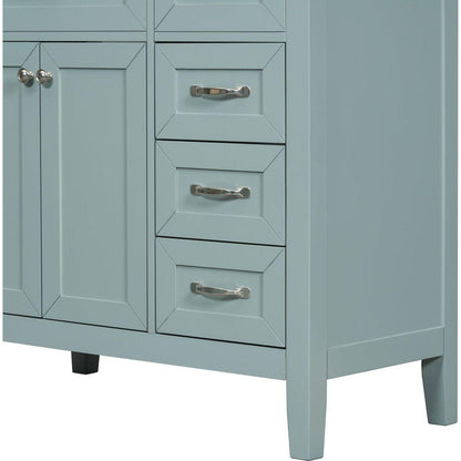 36" Bathroom Vanity without Sink, Cabinet Base Only, Bathroom Cabinet with Drawers, Solid Frame and MDF Board, Green