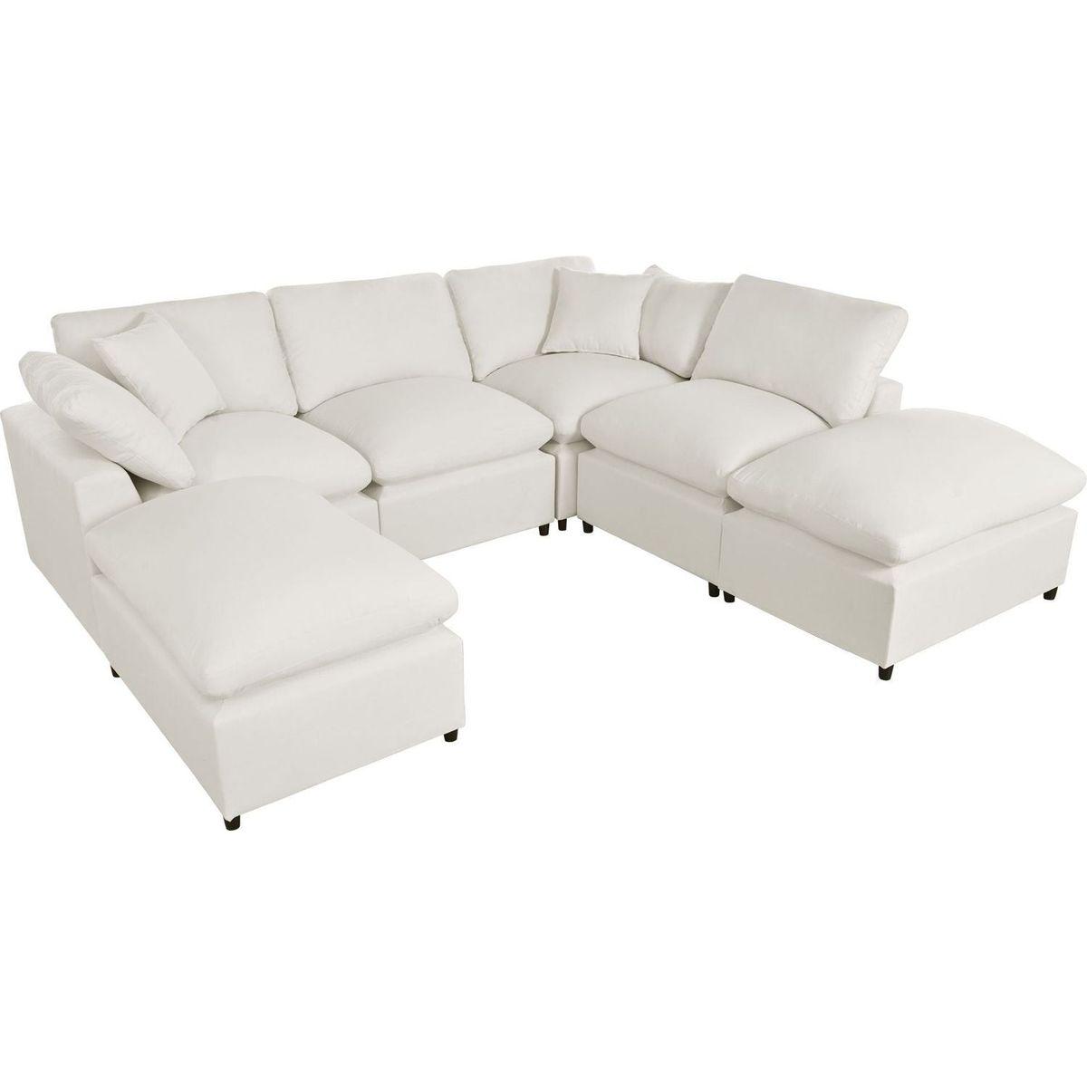Modern Large U-Shape Sectional Sofa, 2 Large Chaise with Removable Ottomans for Living Room