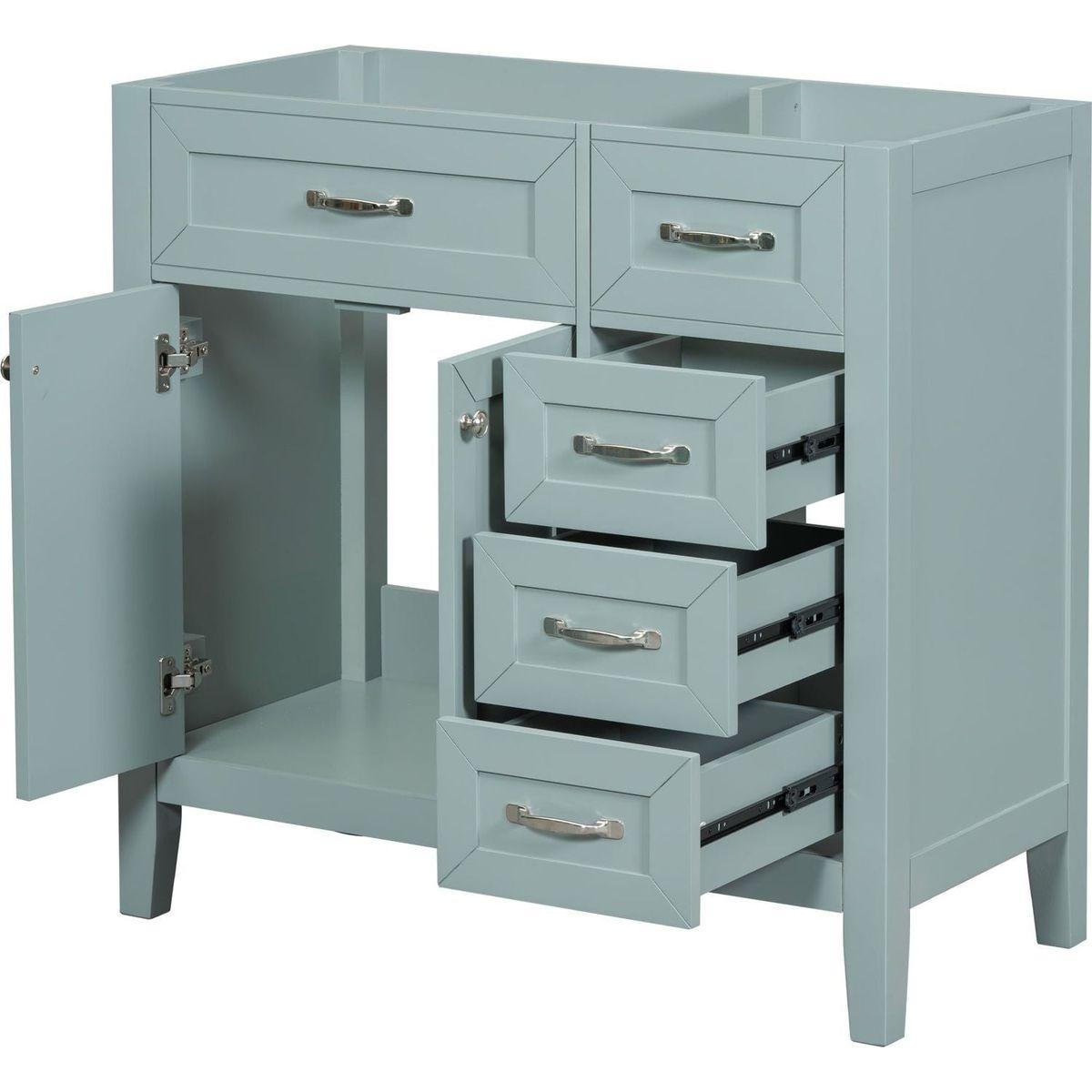 36" Bathroom Vanity without Sink, Cabinet Base Only, Bathroom Cabinet with Drawers, Solid Frame and MDF Board, Green