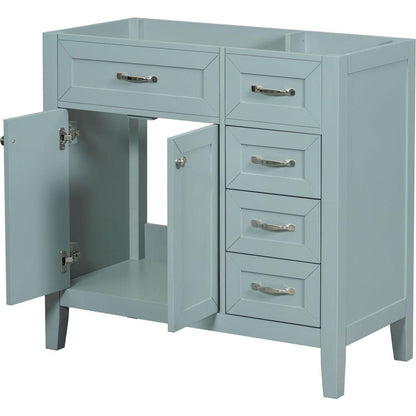 36" Bathroom Vanity without Sink, Cabinet Base Only, Bathroom Cabinet with Drawers, Solid Frame and MDF Board, Green