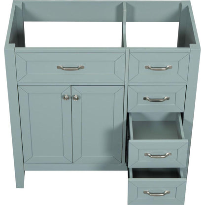 36" Bathroom Vanity without Sink, Cabinet Base Only, Bathroom Cabinet with Drawers, Solid Frame and MDF Board, Green