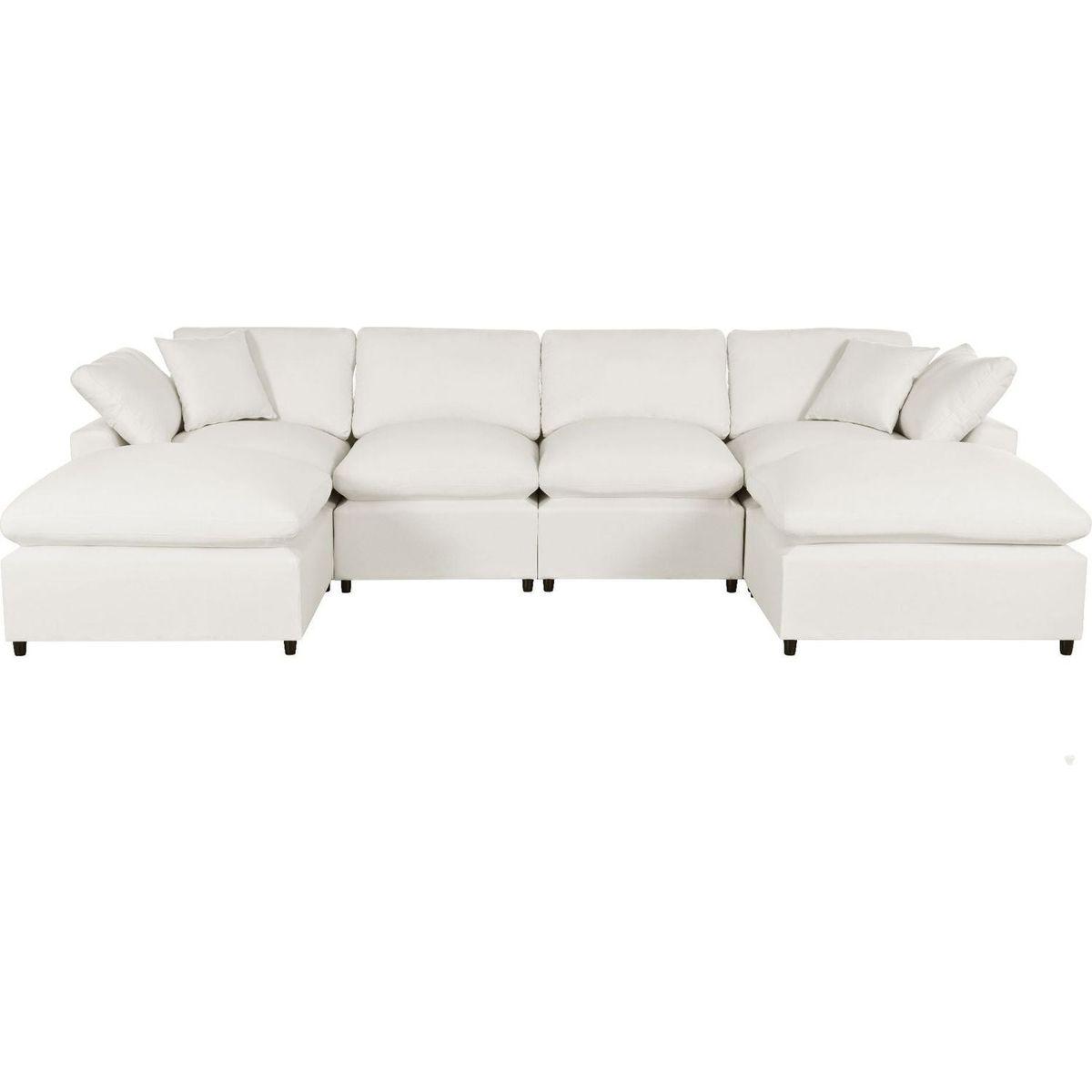 Modern Large U-Shape Sectional Sofa, 2 Large Chaise with Removable Ottomans for Living Room