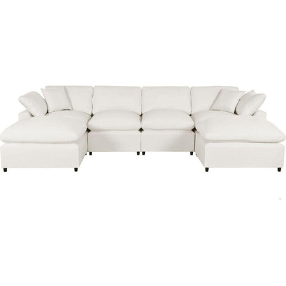 Modern Large U-Shape Sectional Sofa, 2 Large Chaise with Removable Ottomans for Living Room