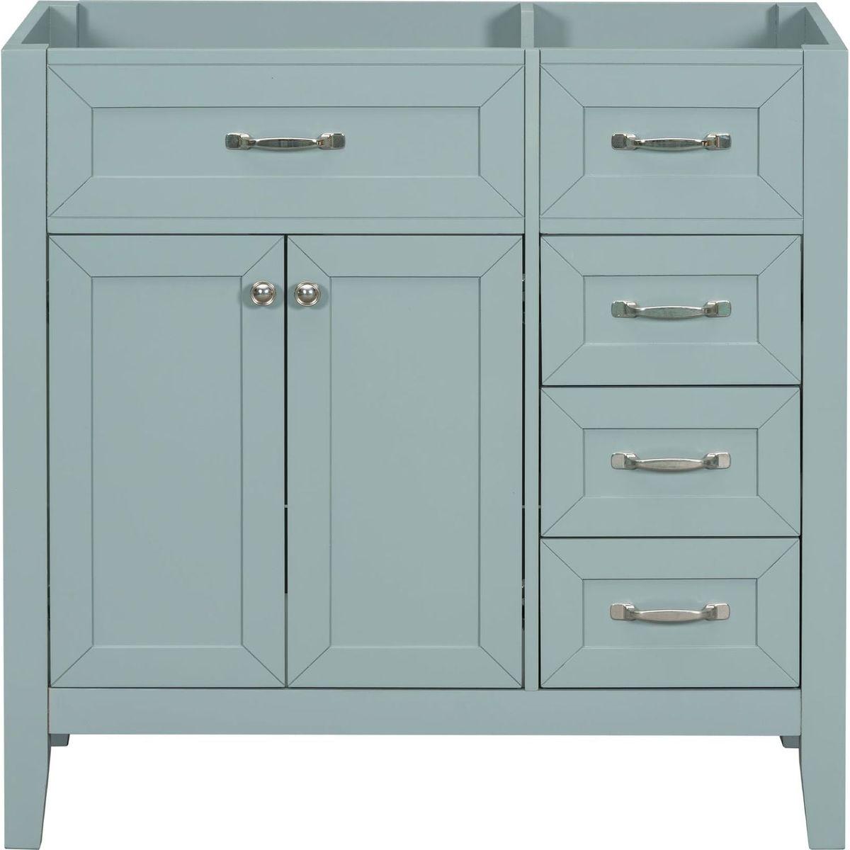 36" Bathroom Vanity without Sink, Cabinet Base Only, Bathroom Cabinet with Drawers, Solid Frame and MDF Board, Green