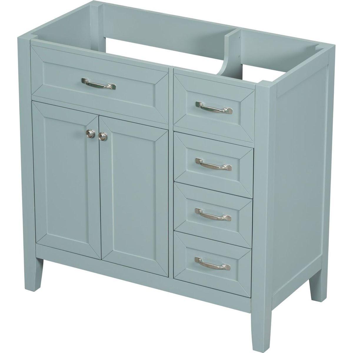 36" Bathroom Vanity without Sink, Cabinet Base Only, Bathroom Cabinet with Drawers, Solid Frame and MDF Board, Green