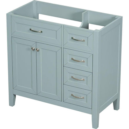 36" Bathroom Vanity without Sink, Cabinet Base Only, Bathroom Cabinet with Drawers, Solid Frame and MDF Board, Green