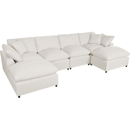 Modern Large U-Shape Sectional Sofa, 2 Large Chaise with Removable Ottomans for Living Room