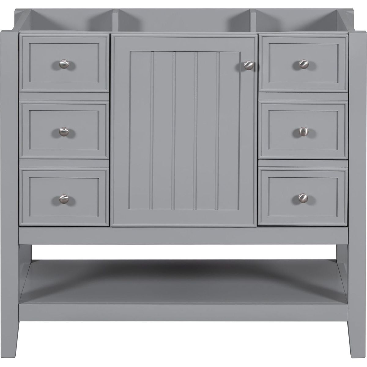 36" Bathroom Vanity without Sink, Cabinet Base Only, One Cabinet and three Drawers, Grey