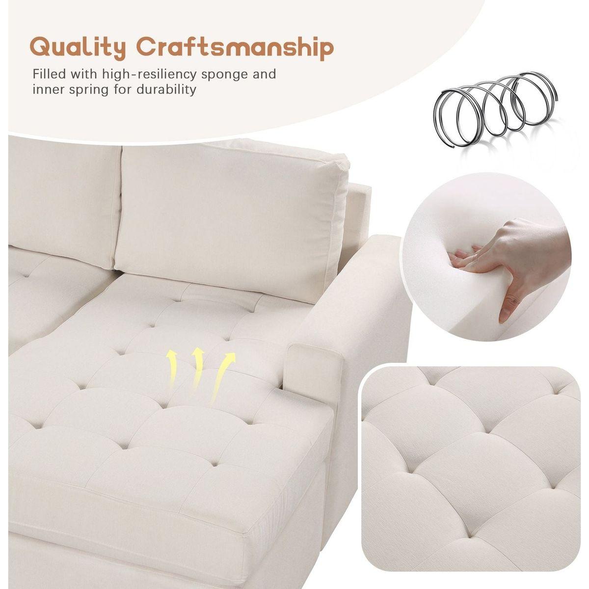 Sectional Sleeper Sofa with Pull-out Bed and Lounge Chair, USB and Type-C Interfaces, Suitable for Living Room, Office, and Spacious Spaces