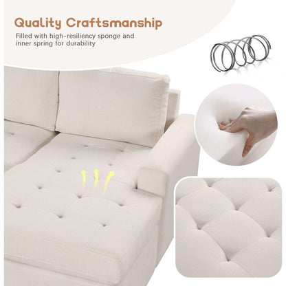 Sectional Sleeper Sofa with Pull-out Bed and Lounge Chair, USB and Type-C Interfaces, Suitable for Living Room, Office, and Spacious Spaces