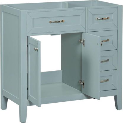 36" Bathroom Vanity without Sink, Cabinet Base Only, Bathroom Cabinet with Drawers, Solid Frame and MDF Board, Green