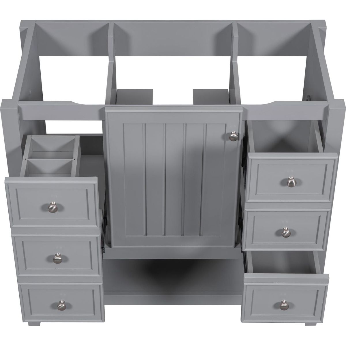 36" Bathroom Vanity without Sink, Cabinet Base Only, One Cabinet and three Drawers, Grey