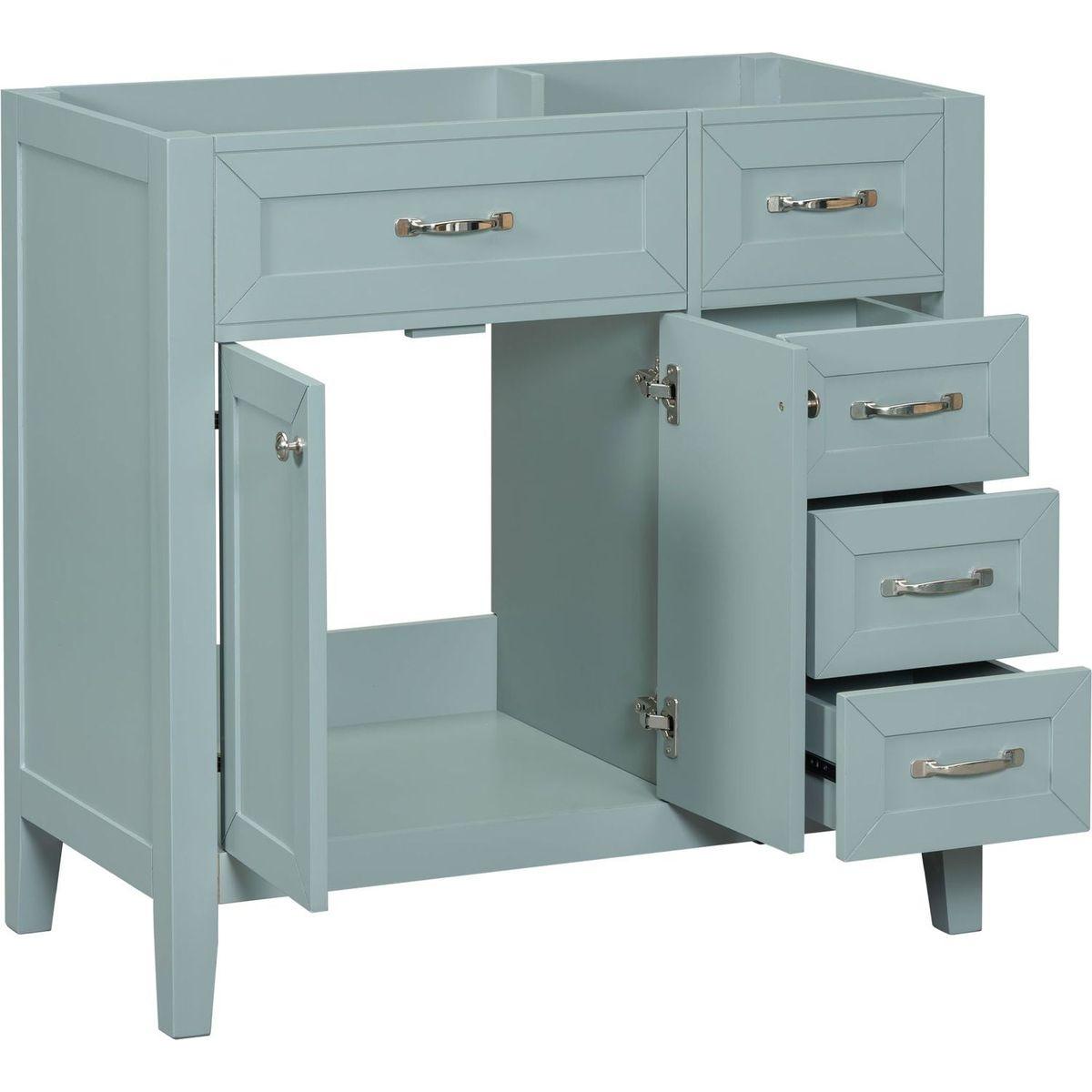 36" Bathroom Vanity without Sink, Cabinet Base Only, Bathroom Cabinet with Drawers, Solid Frame and MDF Board, Green