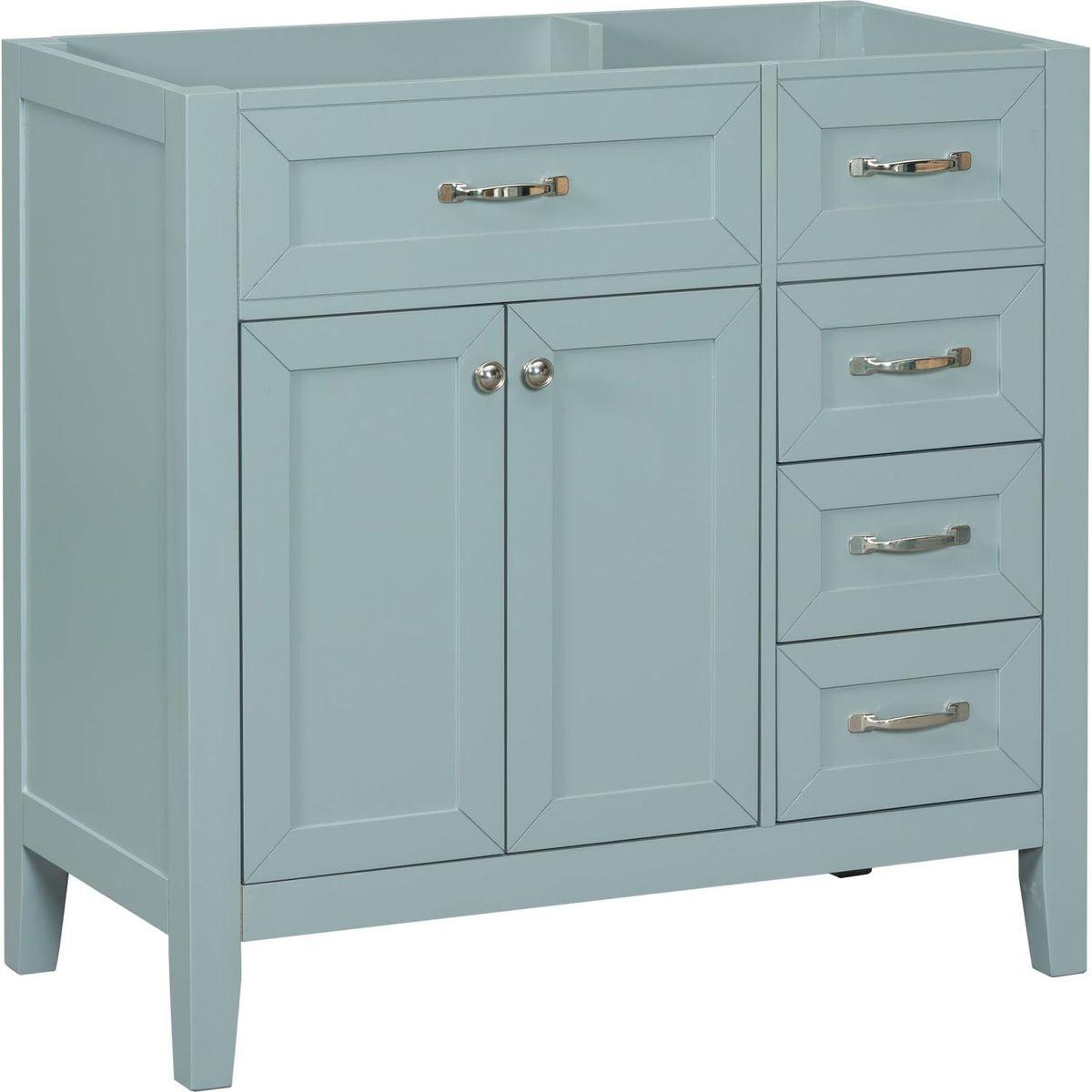 36" Bathroom Vanity without Sink, Cabinet Base Only, Bathroom Cabinet with Drawers, Solid Frame and MDF Board, Green