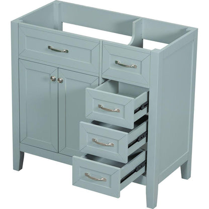 36" Bathroom Vanity without Sink, Cabinet Base Only, Bathroom Cabinet with Drawers, Solid Frame and MDF Board, Green