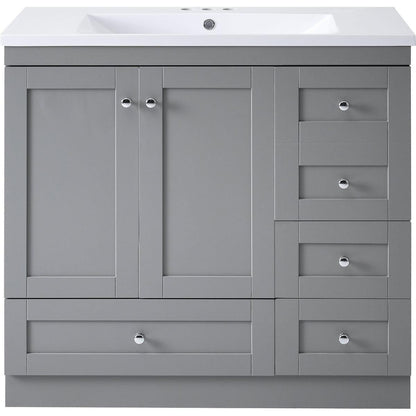 36 inch Shaker Style Free-Standing Bathroom Vanity Cabinet with Sink, 4 Soft-close Drawers and 2 Soft-close doors