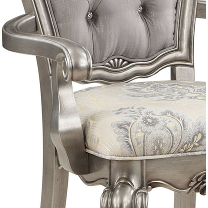 Ariadne Side Chair (Set-2), Velvet & Antique Plantinum Finish