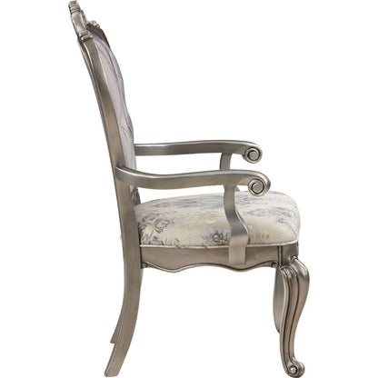 Ariadne Side Chair (Set-2), Velvet & Antique Plantinum Finish