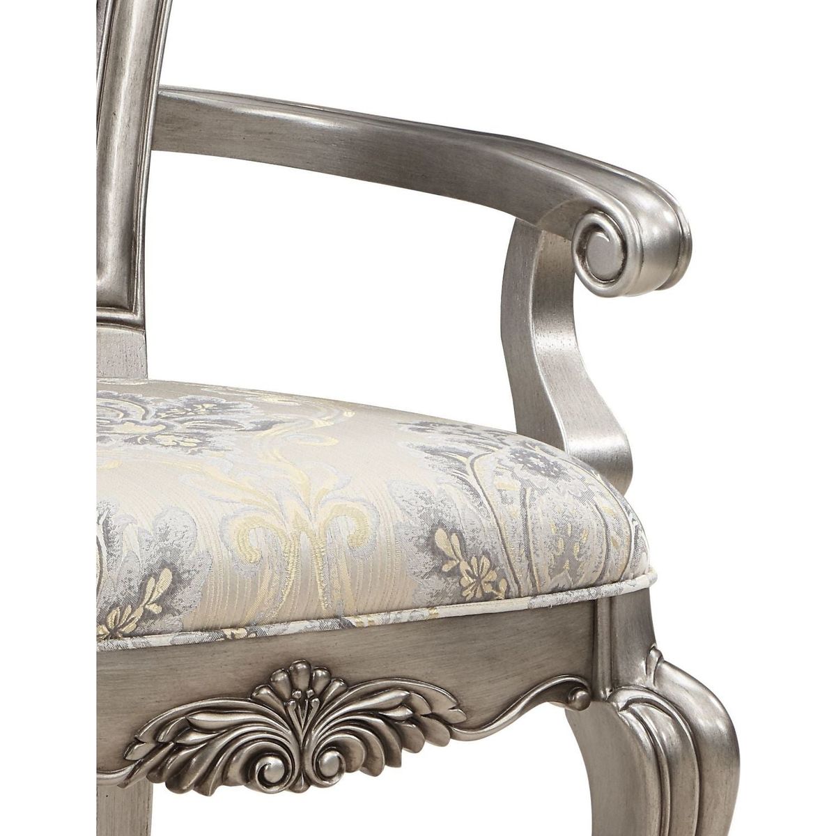 Ariadne Side Chair (Set-2), Velvet & Antique Plantinum Finish