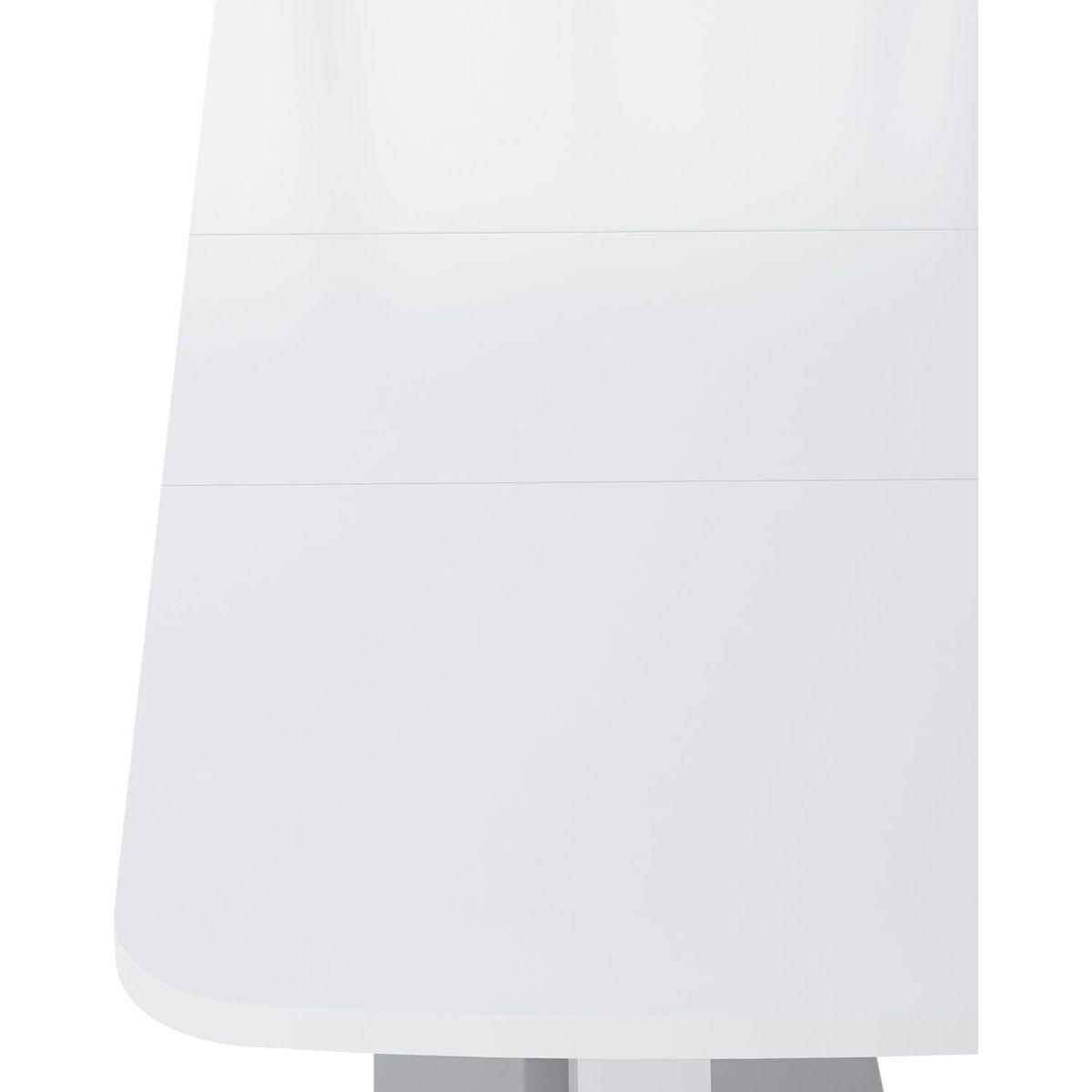 Modern Square Dining Table, Stretchable, White Table Top+MDF X-Shape Table Leg with Metal Base