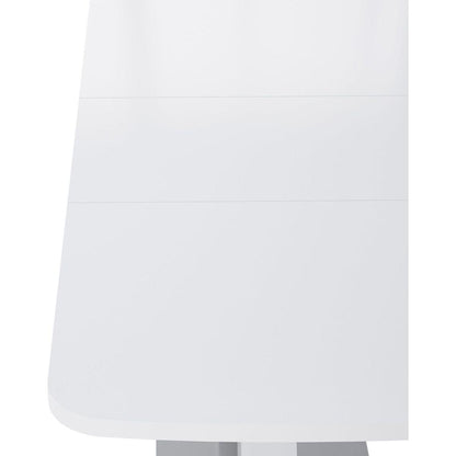 Modern Square Dining Table, Stretchable, White Table Top+MDF X-Shape Table Leg with Metal Base