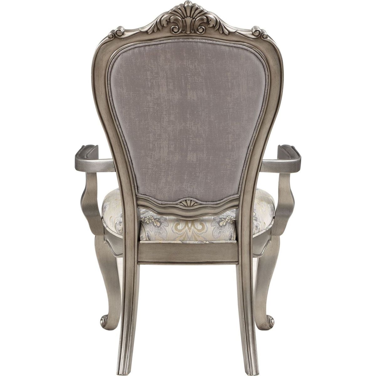 Ariadne Side Chair (Set-2), Velvet & Antique Plantinum Finish