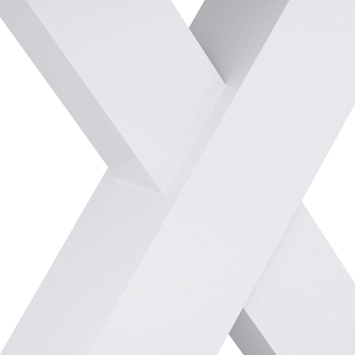 Modern Square Dining Table, Stretchable, White Table Top+MDF X-Shape Table Leg with Metal Base