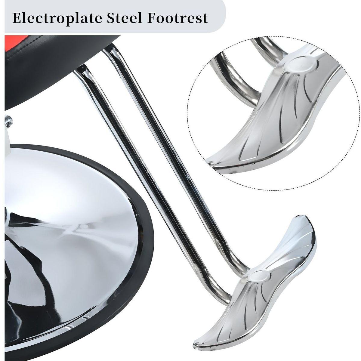 Classic Reclining barber Chair Salon Chair for Hair Stylist with Heavy Duty Hydraulic Pump, 360 Rotation, Tattoo Chair Shampoo Beauty Salon Equipment, Max Load Weight 330 Lbs, Red & Black