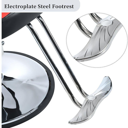 Classic Reclining barber Chair Salon Chair for Hair Stylist with Heavy Duty Hydraulic Pump, 360 Rotation, Tattoo Chair Shampoo Beauty Salon Equipment, Max Load Weight 330 Lbs, Red & Black