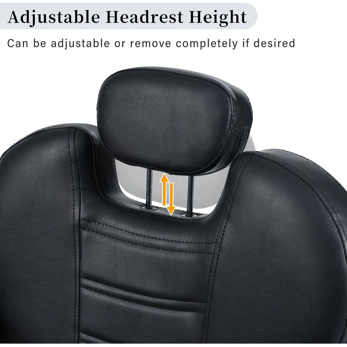 Classic Reclining barber Chair Salon Chair for Hair Stylist with Heavy Duty Hydraulic Pump, 360 Rotation, Tattoo Chair Shampoo Beauty Salon Equipment, Max Load Weight 330 Lbs, Black