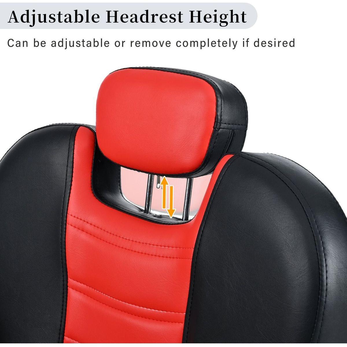 Classic Reclining barber Chair Salon Chair for Hair Stylist with Heavy Duty Hydraulic Pump, 360 Rotation, Tattoo Chair Shampoo Beauty Salon Equipment, Max Load Weight 330 Lbs, Red & Black