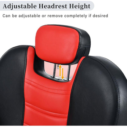 Classic Reclining barber Chair Salon Chair for Hair Stylist with Heavy Duty Hydraulic Pump, 360 Rotation, Tattoo Chair Shampoo Beauty Salon Equipment, Max Load Weight 330 Lbs, Red & Black