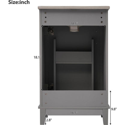 20 Inch Modern Small Bathroom Vanity Cabinet With Ceramic Basin- 20x15.5x33.3 Inches,Ample Storage,1 Soft-Close Door