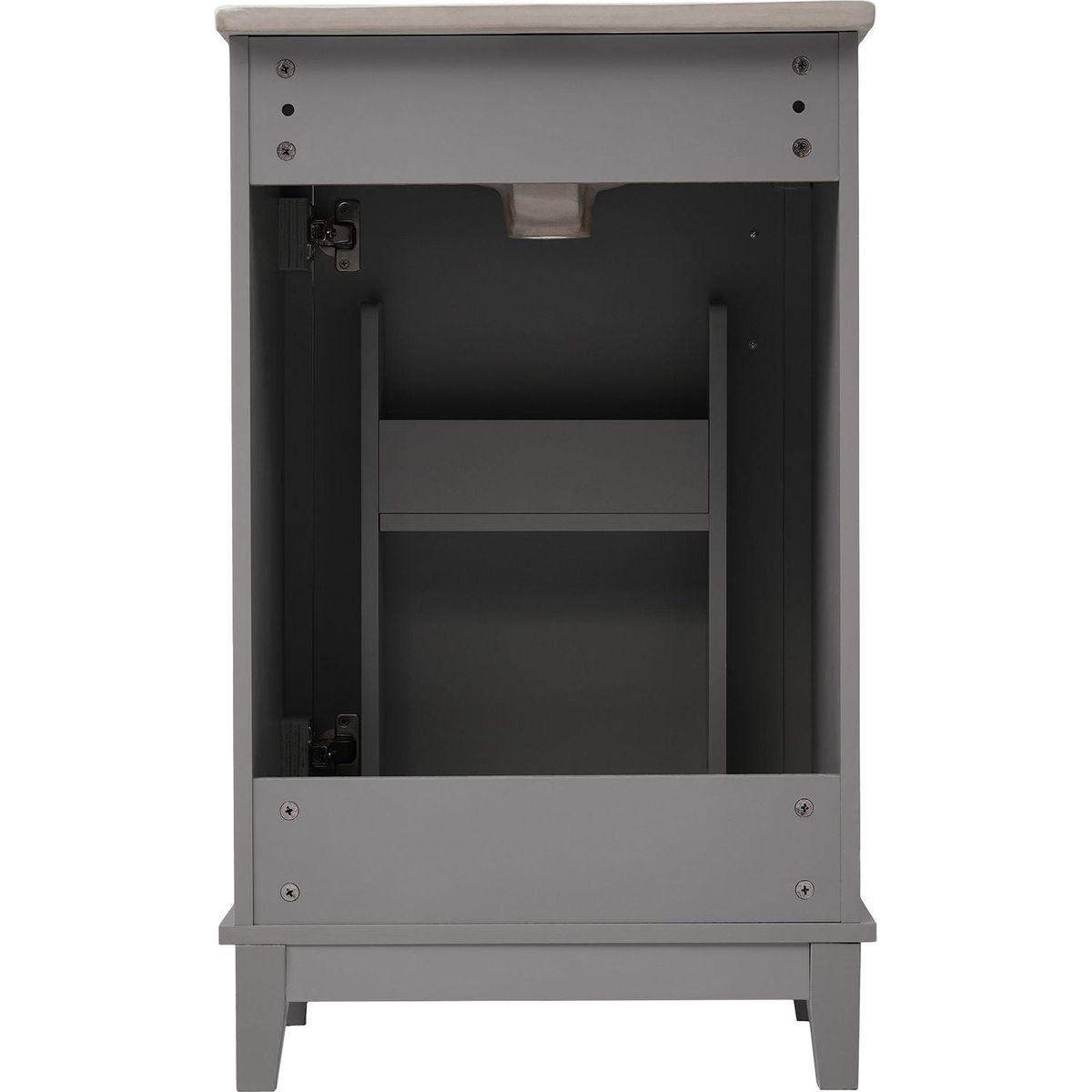20 Inch Modern Small Bathroom Vanity Cabinet With Ceramic Basin- 20x15.5x33.3 Inches,Ample Storage,1 Soft-Close Door
