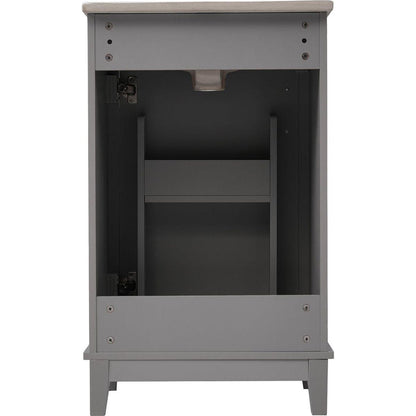 20 Inch Modern Small Bathroom Vanity Cabinet With Ceramic Basin- 20x15.5x33.3 Inches,Ample Storage,1 Soft-Close Door