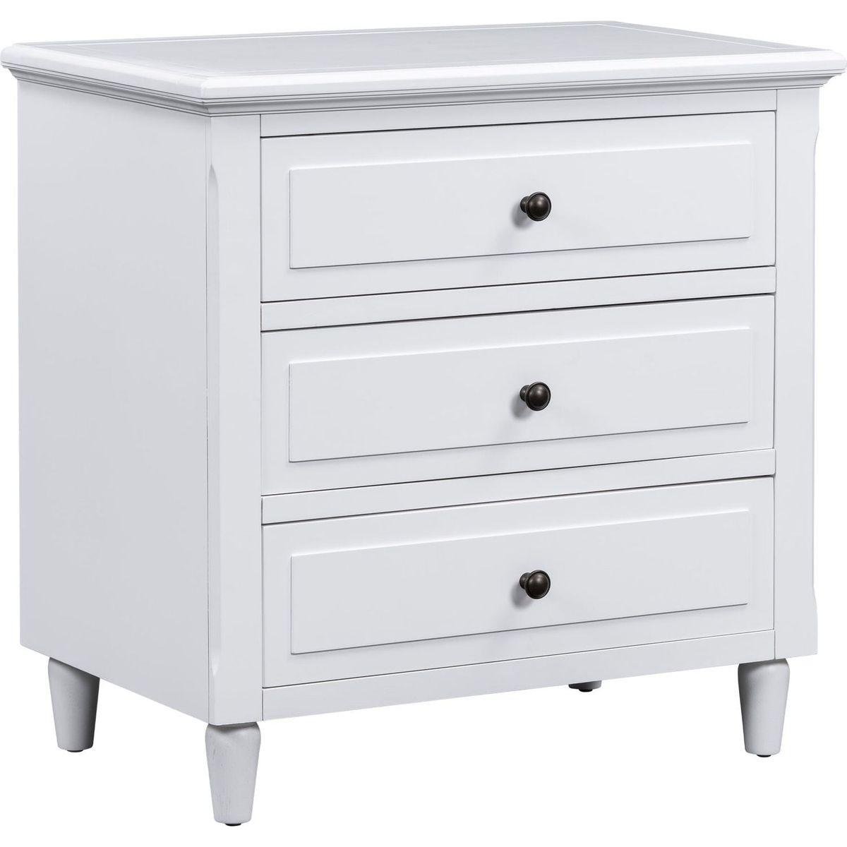 3-Drawer Nightstand Storage Wood Cabinet