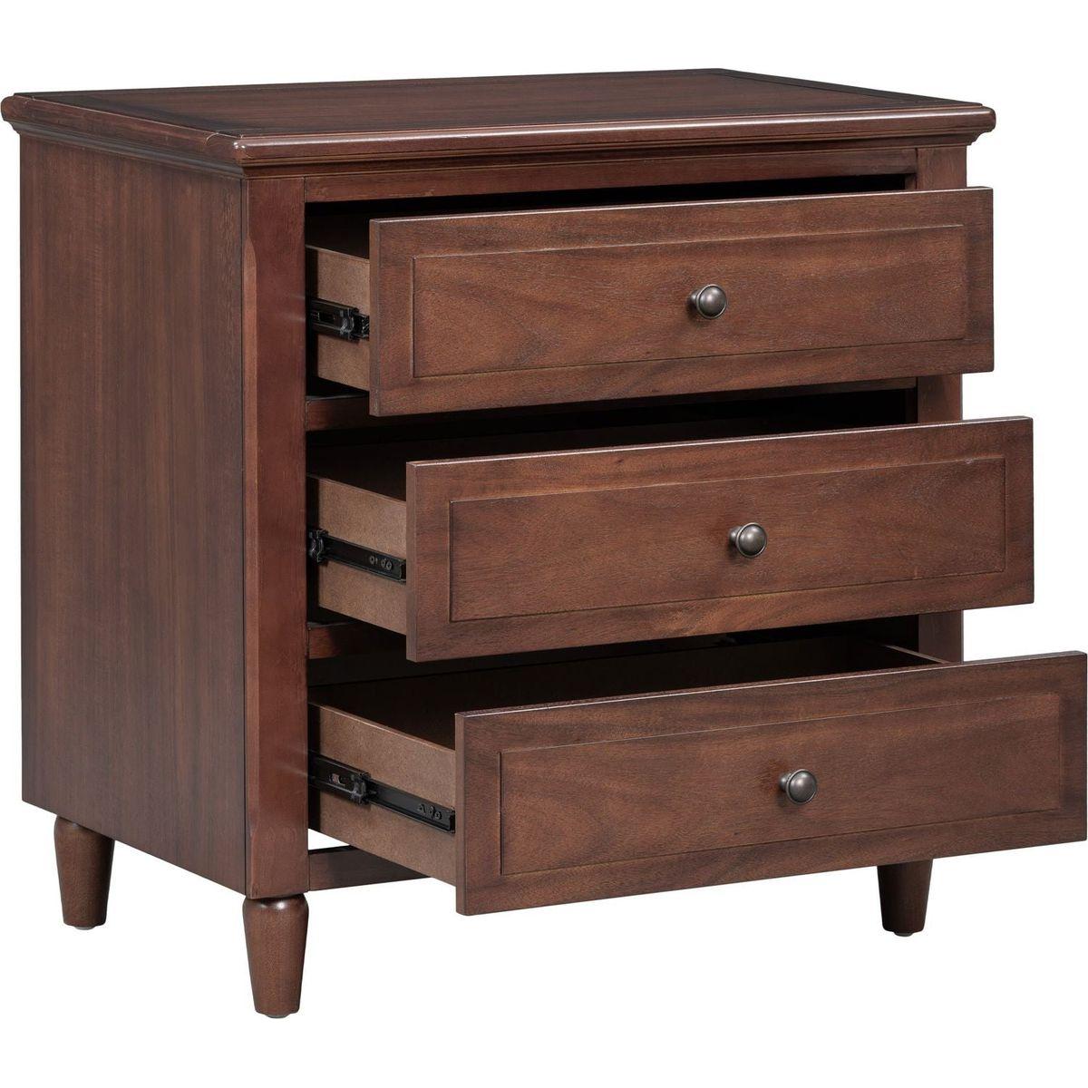 3-Drawer Nightstand Storage Wood Cabinet
