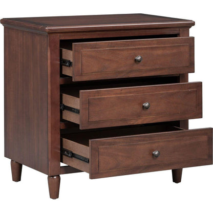 3-Drawer Nightstand Storage Wood Cabinet