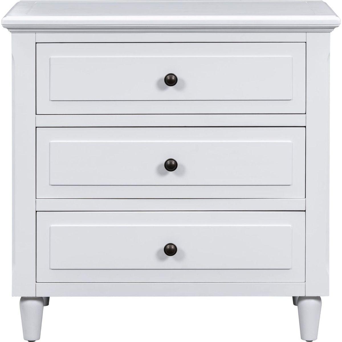 3-Drawer Nightstand Storage Wood Cabinet