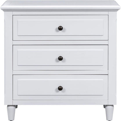 3-Drawer Nightstand Storage Wood Cabinet