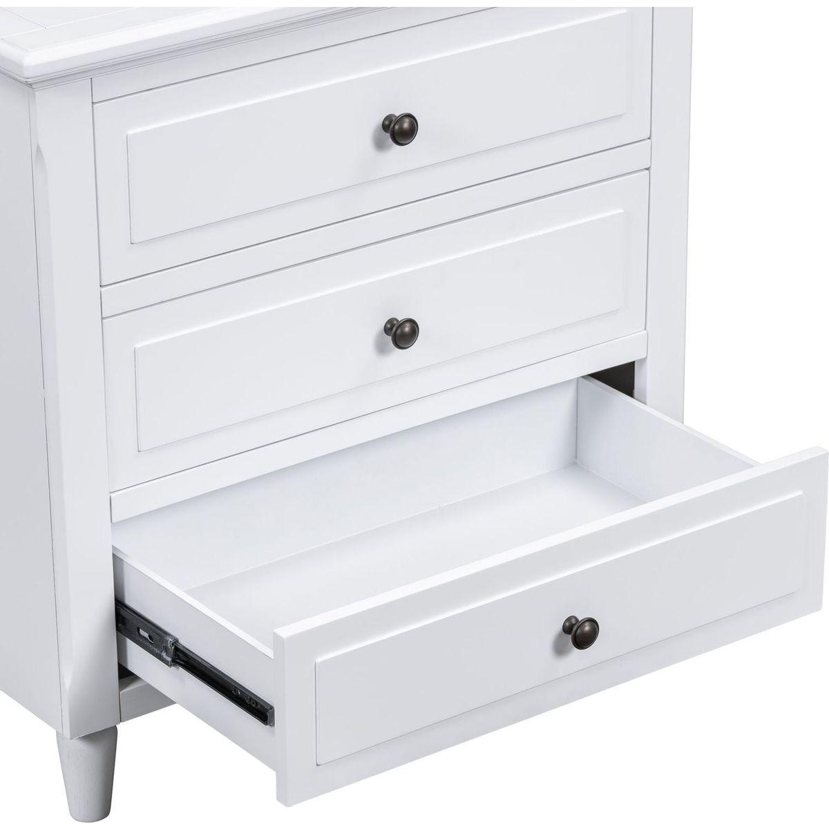 3-Drawer Nightstand Storage Wood Cabinet