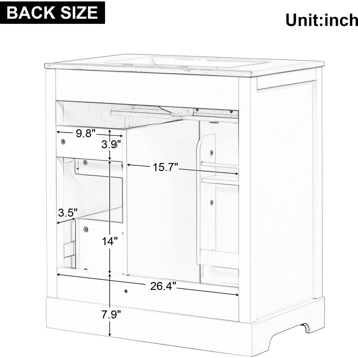 30" Bathroom Vanity with Sink Top, Bathroom Vanity Cabinet with Door and Two Drawers, MDF Boards, Solid Wood, One Package, White