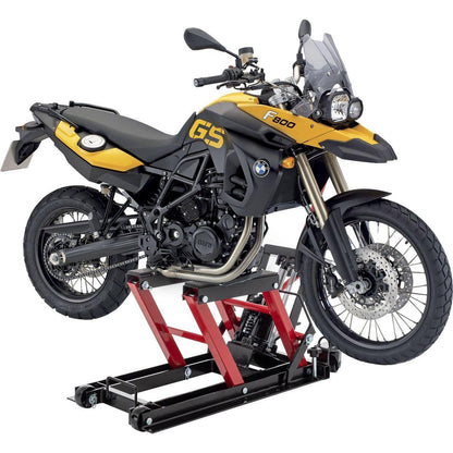 Hydraulic Motorcycle Lift Jack, 1500 LBS Capacity Foot-Operated Motorcycle Lift Table, ATV Scissor Lift Jack with 4.5" - 15" Lifting Range, Portable Motorcycle Lift Table with Wheels