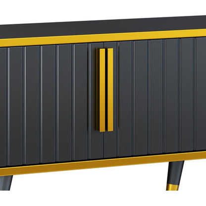 Luxury Minimalism TV Stand with Open Storage Shelf for TVs Up to 85", Entertainment Center with Cabinets and Drawers, Practical Media Console with Unique Legs for Living Room, Black