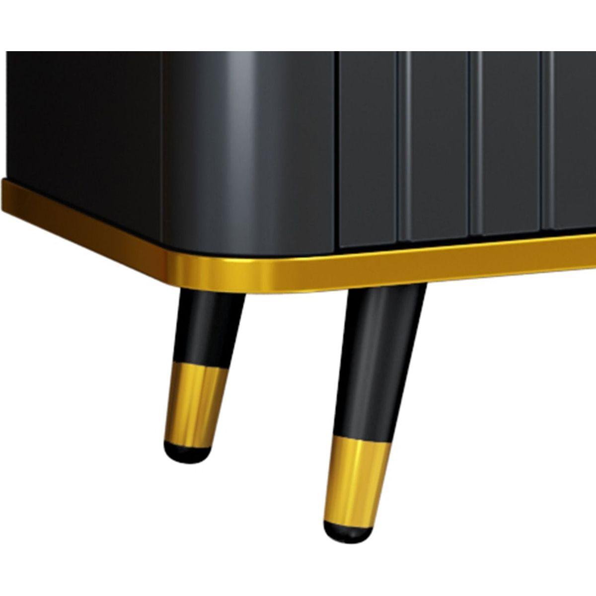 Luxury Minimalism TV Stand with Open Storage Shelf for TVs Up to 85", Entertainment Center with Cabinets and Drawers, Practical Media Console with Unique Legs for Living Room, Black