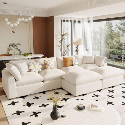 Modern Large U-Shape Sectional Sofa, 2 Large Chaise with Removable Ottomans for Living Room