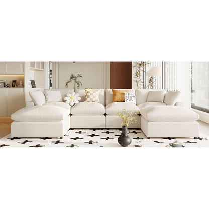 Modern Large U-Shape Sectional Sofa, 2 Large Chaise with Removable Ottomans for Living Room