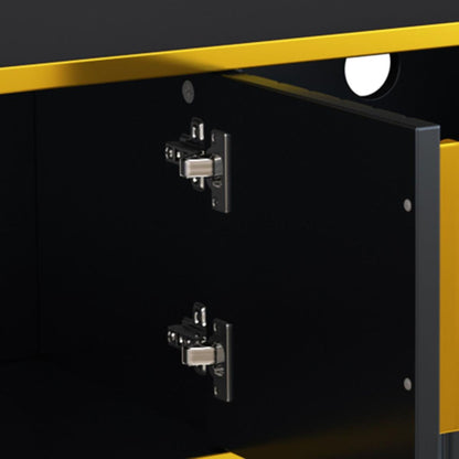 Luxury Minimalism TV Stand with Open Storage Shelf for TVs Up to 85", Entertainment Center with Cabinets and Drawers, Practical Media Console with Unique Legs for Living Room, Black