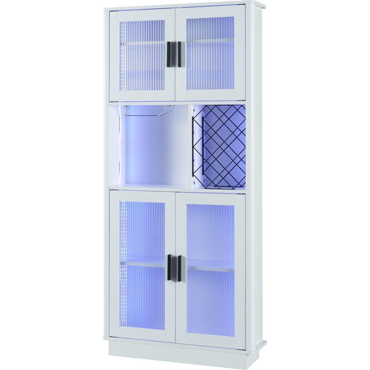 LED Wine Bar Cabinets with Wine Rack, Wine Bottle Rack, Storage Cabinet for Kitchen, Dining Room, Narrow White